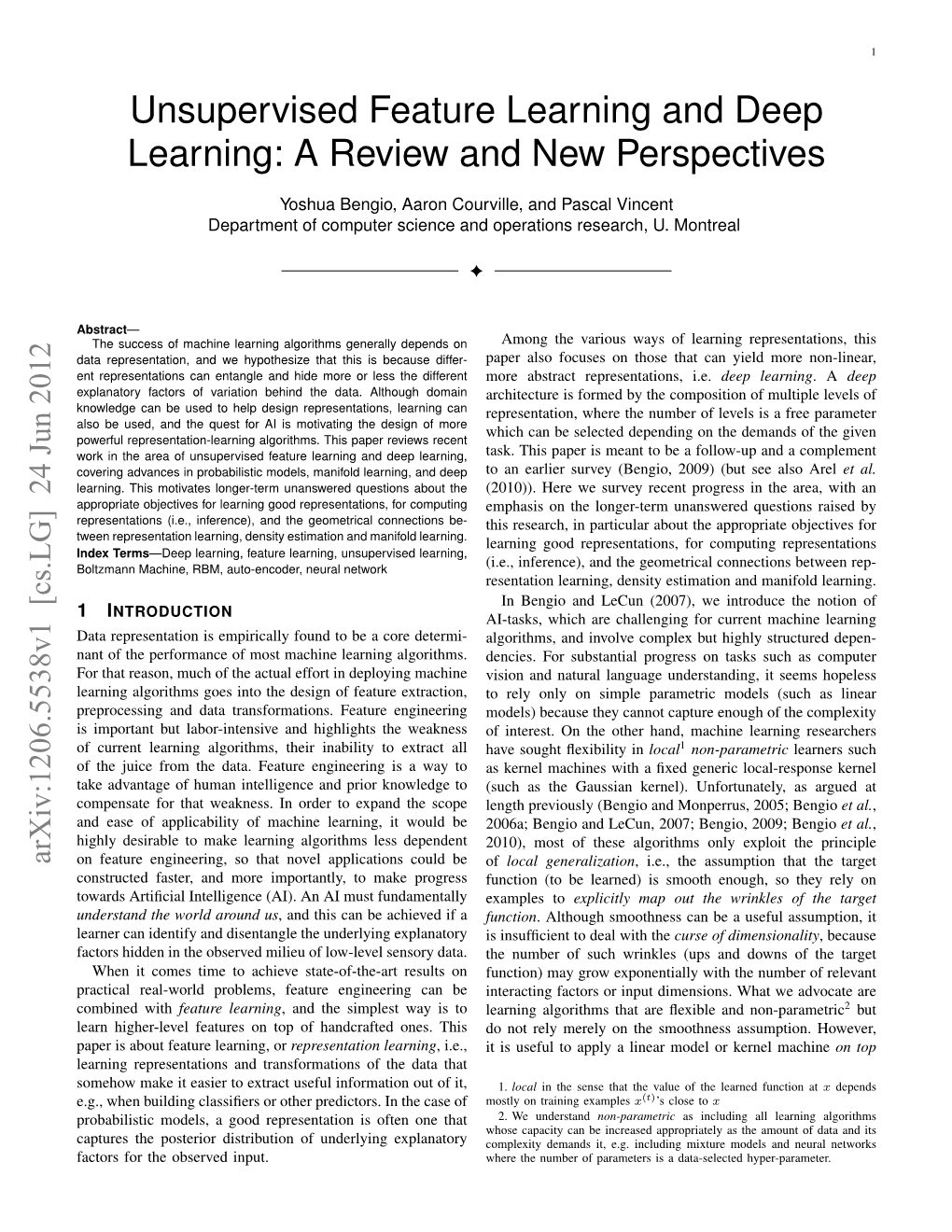 Unsupervised Feature Learning And Deep Learning A Review And New Perspectives Docslib