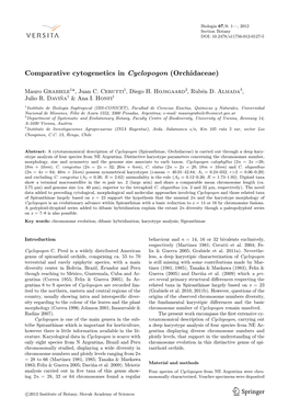 Comparative Cytogenetics in Cyclopogon (Orchidaceae)