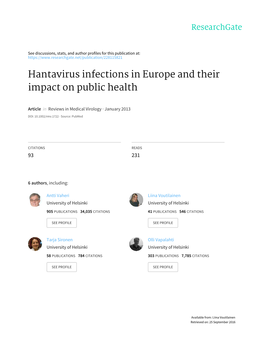 Hantavirus Infections in Europe and Their Impact on Public Health