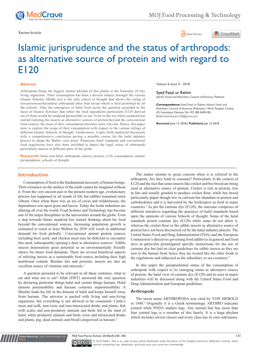 Islamic Jurisprudence and the Status of Arthropods: As Alternative Source of Protein and with Regard to E120