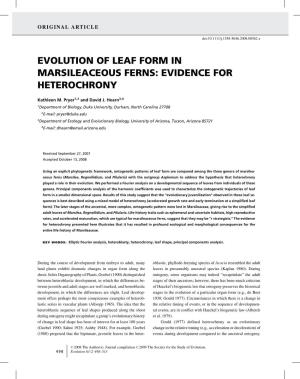 Evolution of Leaf Form in Marsileaceous Ferns: Evidence for Heterochrony