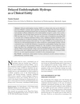 Delayed Endolymphatic Hydrops As a Clinical Entity