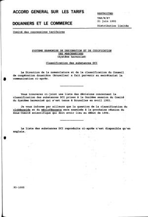 TAR/W/87 21 Juin 1993 DOUANIERS ET LE COMMERCE Distribution Limitée