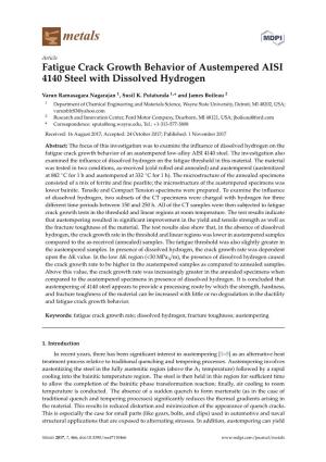 Fatigue Crack Growth Behavior of Austempered AISI 4140 Steel with Dissolved Hydrogen