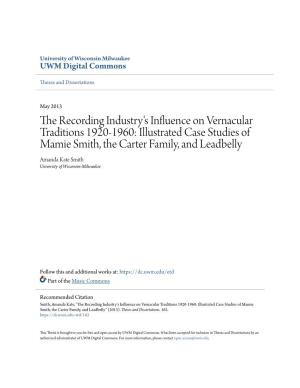The Recording Industry's Influence on Vernacular Traditions 1920-1960