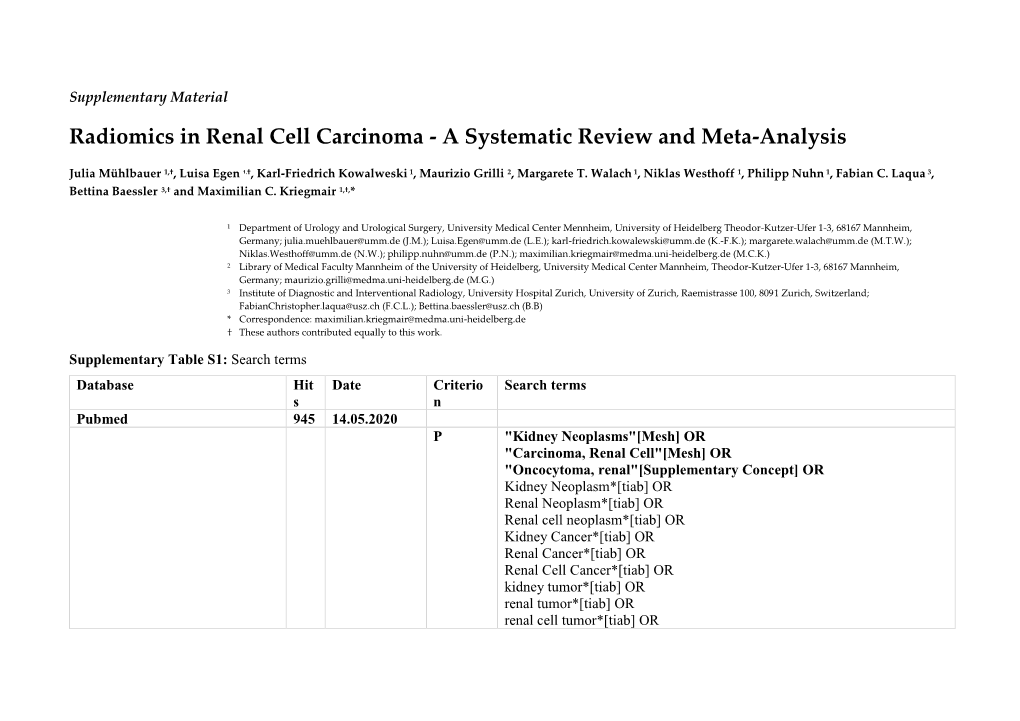Radiomics in Renal Cell Carcinoma - a Systematic Review and Meta-Analysis