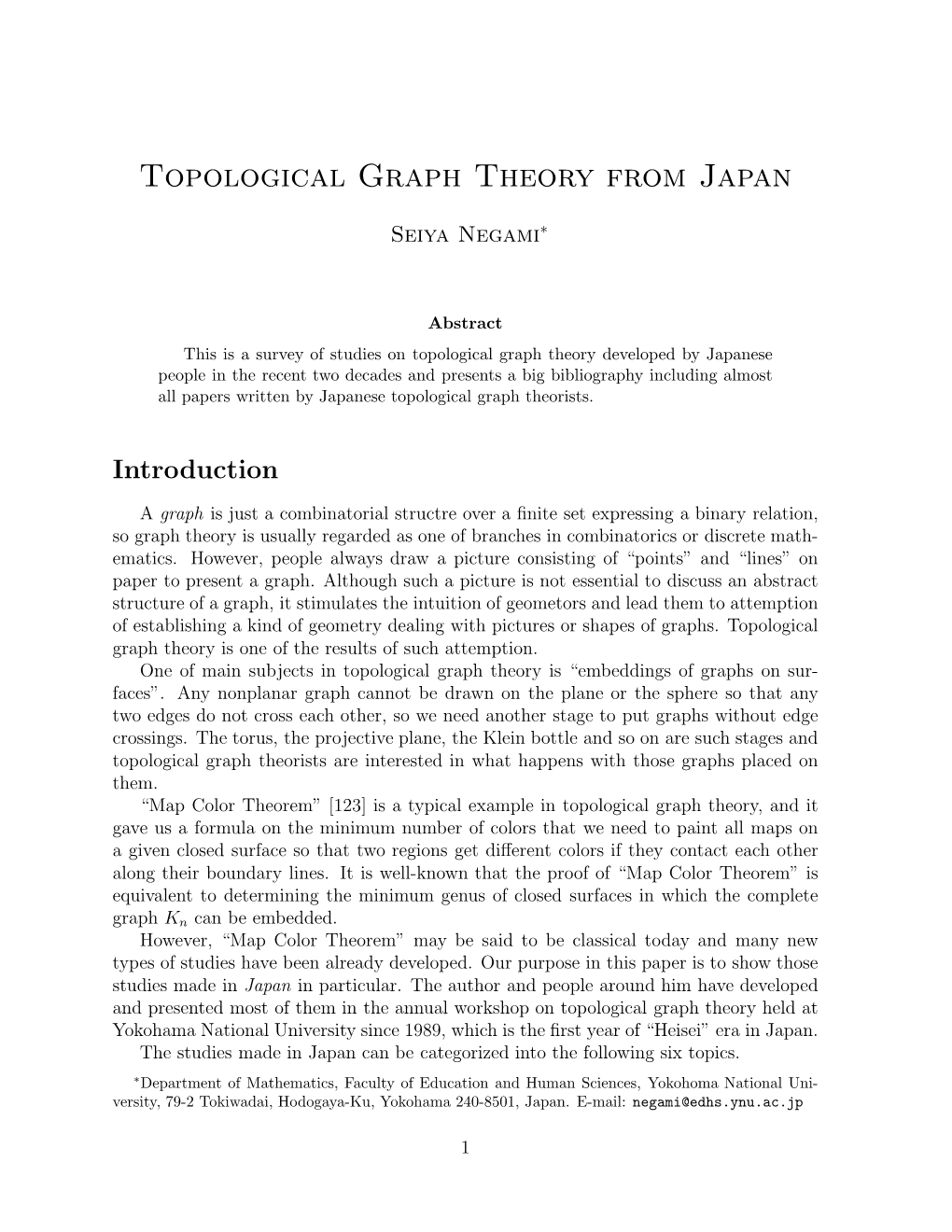 Topological Graph Theory from Japan