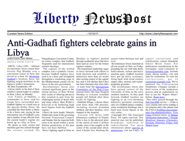 Anti-Gadhafi Fighters Celebrate Gains in Libya