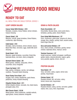 Prepared Food Menu