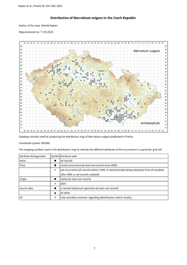 1 Distribution of Marrubium Vulgare in the Czech Republic