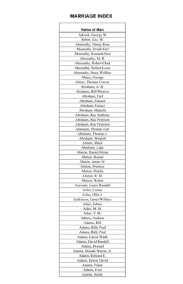 Marriage Index