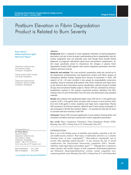 Postburn Elevation in Fibrin Degradation Product Is Related to Burn Severity