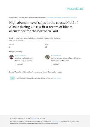 High Abundance of Salps in the Coastal Gulf of Alaska During 2011