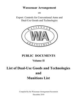 List of Dual-Use Goods and Technologies and Munitions List