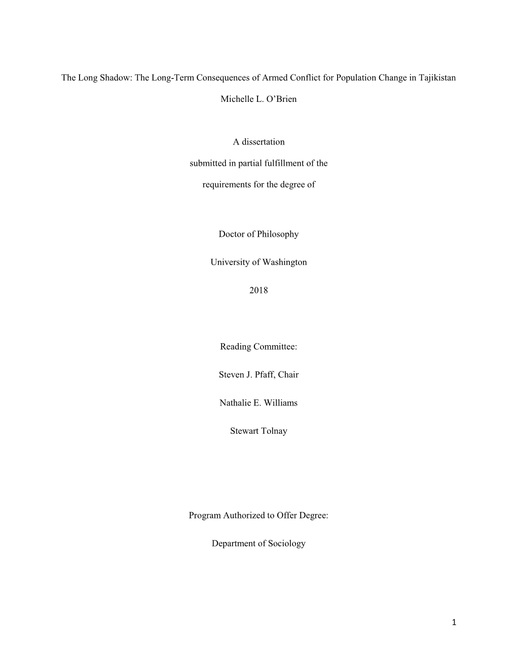 The Long-Term Consequences of Armed Conflict for Population Change in Tajikistan