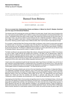 Banned from Belarus Written by David R