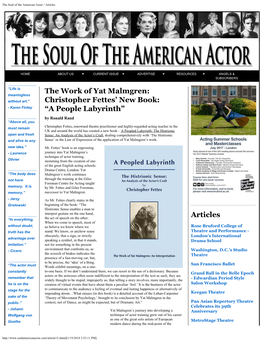 The Soul of the American Actor / Articles