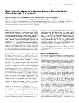 Developmental Changes in Calcium Channel Types Mediating Central Synaptic Transmission