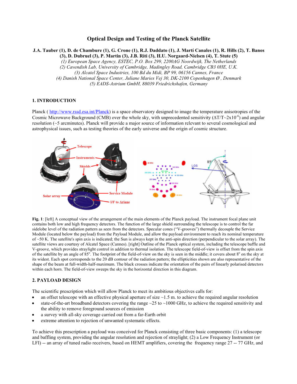 Optical Design and Testing of the Planck Satellite