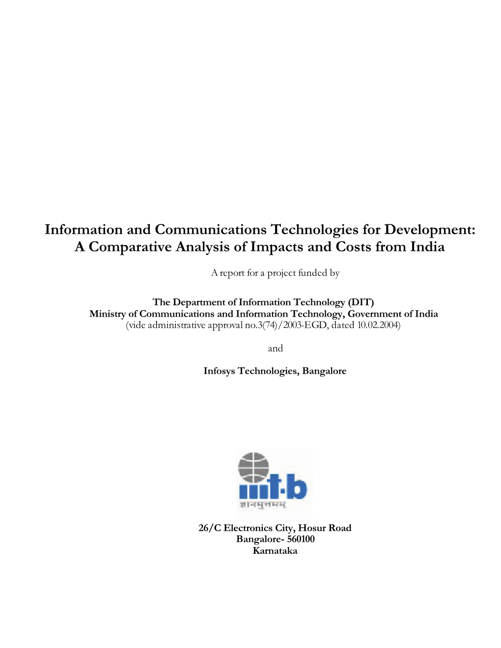 A Comparative Analysis of Impacts and Costs from India a Report for a Project Funded By