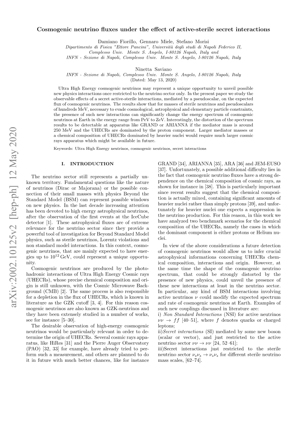 Arxiv:2002.10125V2 [Hep-Ph] 12 May 2020