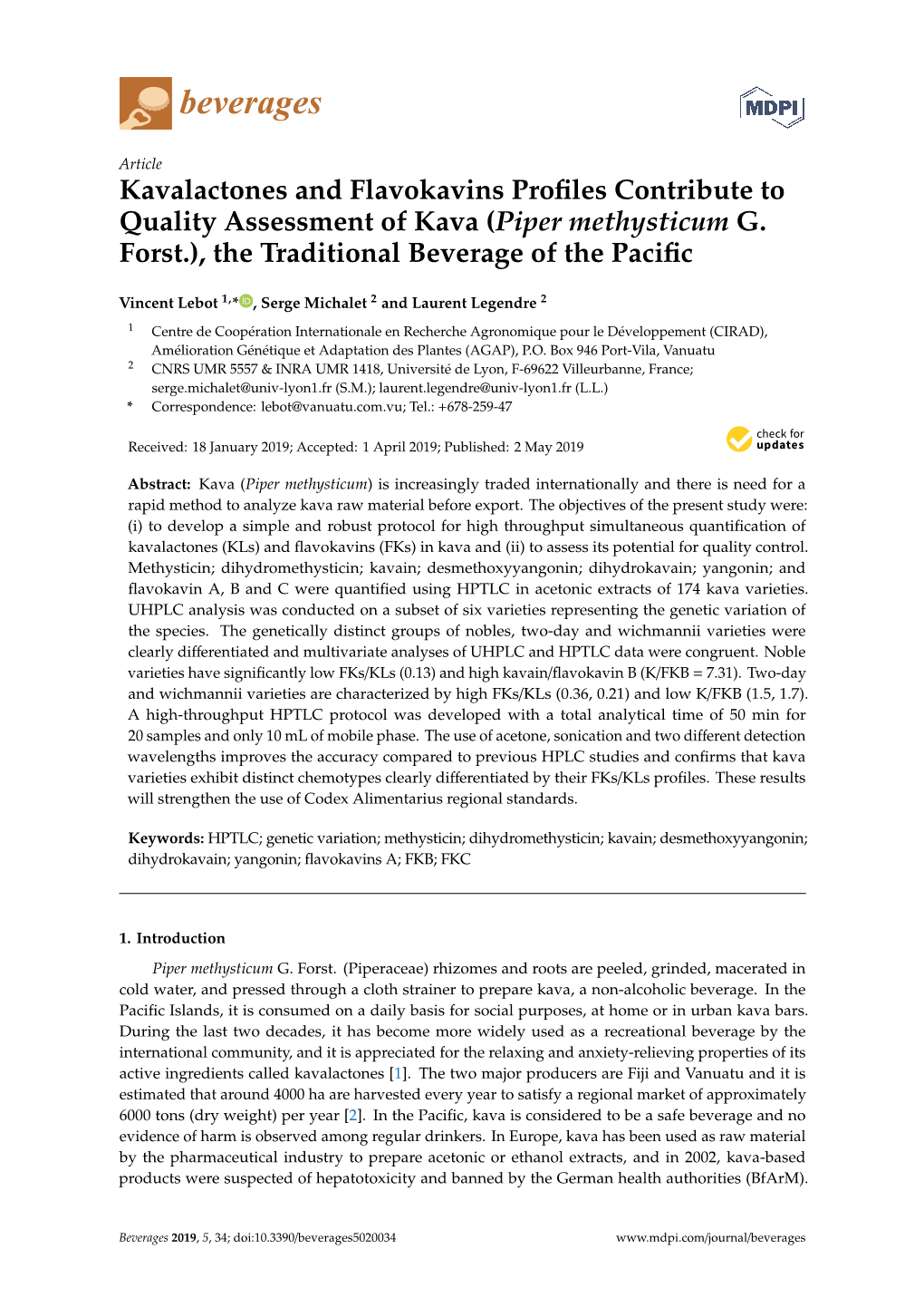 Kavalactones and Flavokavins Profiles Contribute To