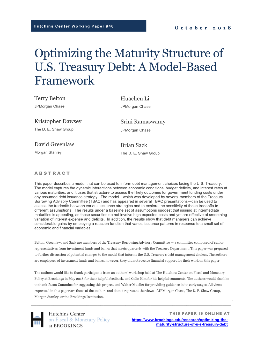 Optimizing the Maturity Structure of US Treasury Debt