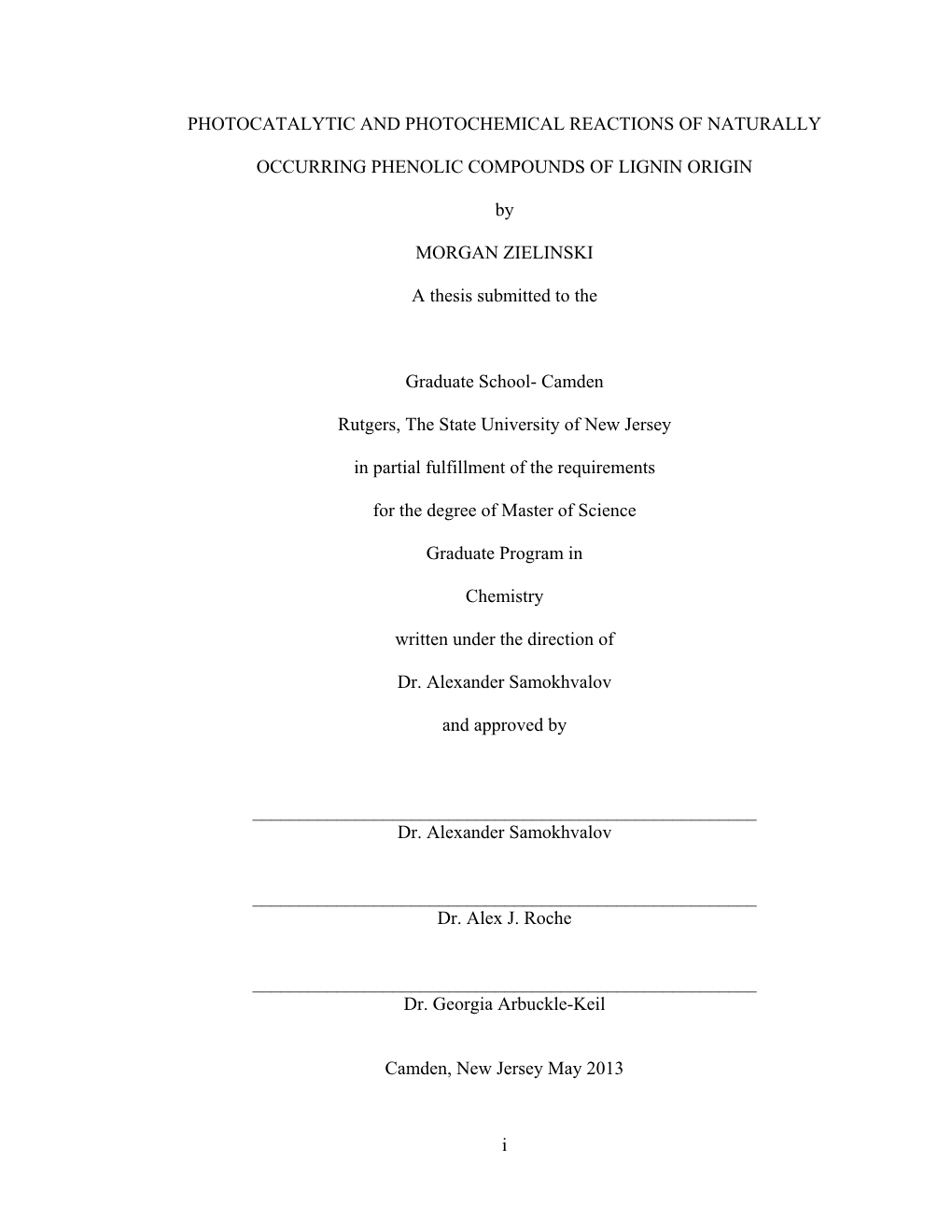 I PHOTOCATALYTIC and PHOTOCHEMICAL REACTIONS