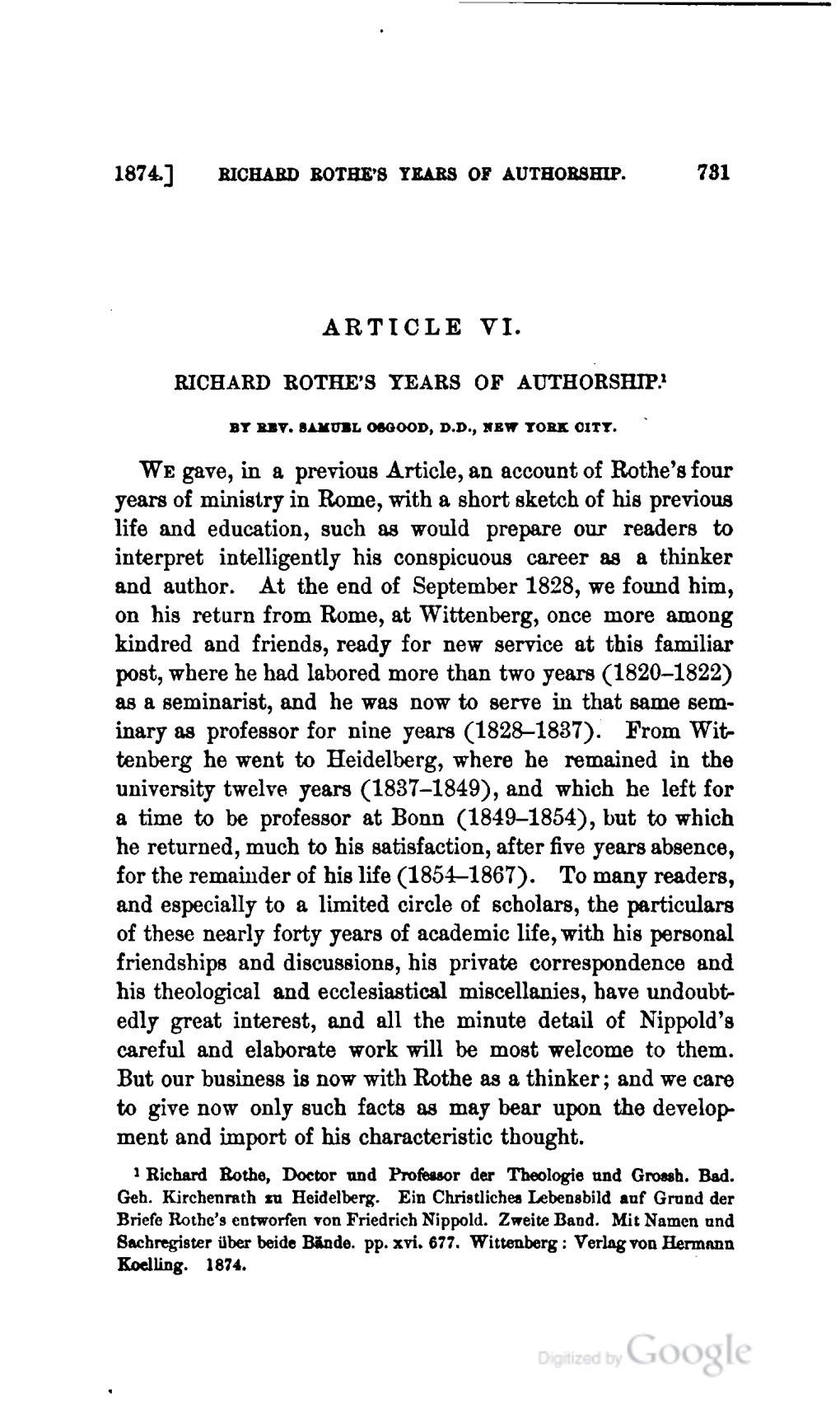 RICHARD ROTHE's YEARS of AUTHORSHIP.L