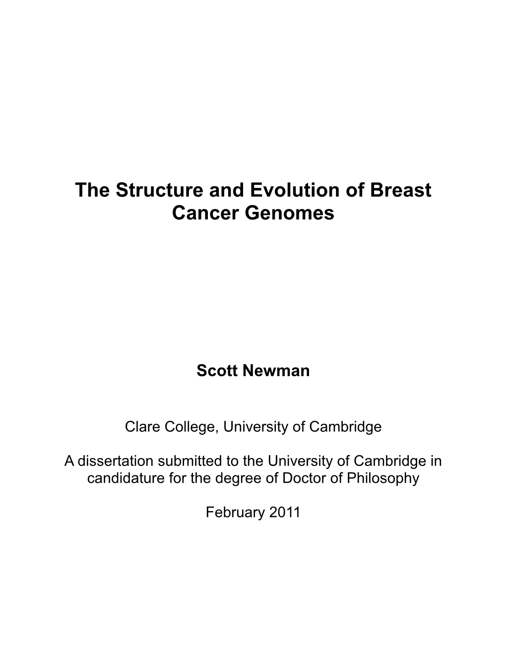 The Structure and Evolution of Breast Cancer Genomes