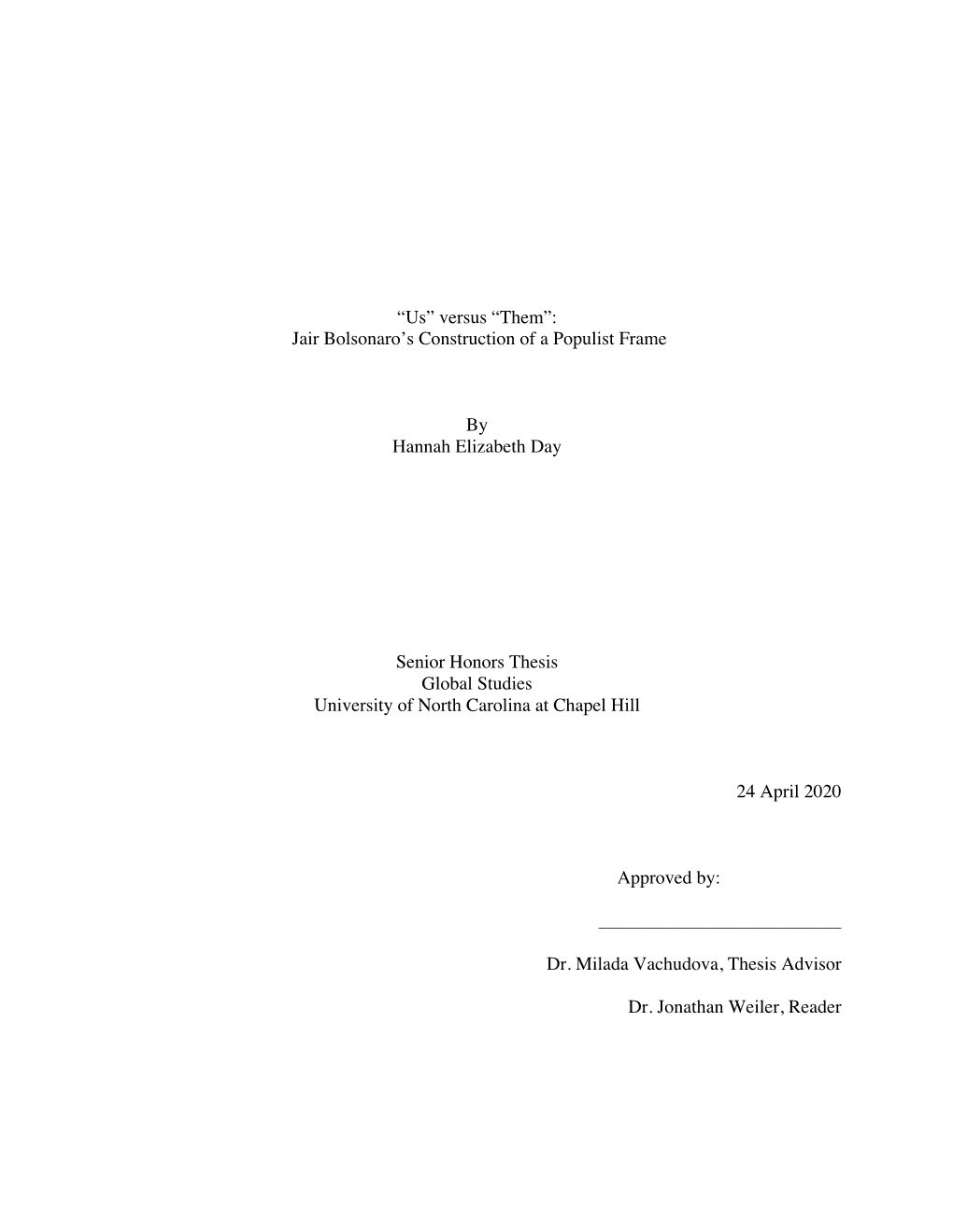 Jair Bolsonaro's Construction of a Populist Frame by Hannah