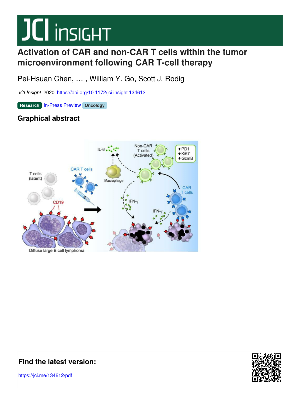 Activation of CAR and Non-CAR T Cells Within the Tumor Microenvironment Following CAR T-Cell Therapy