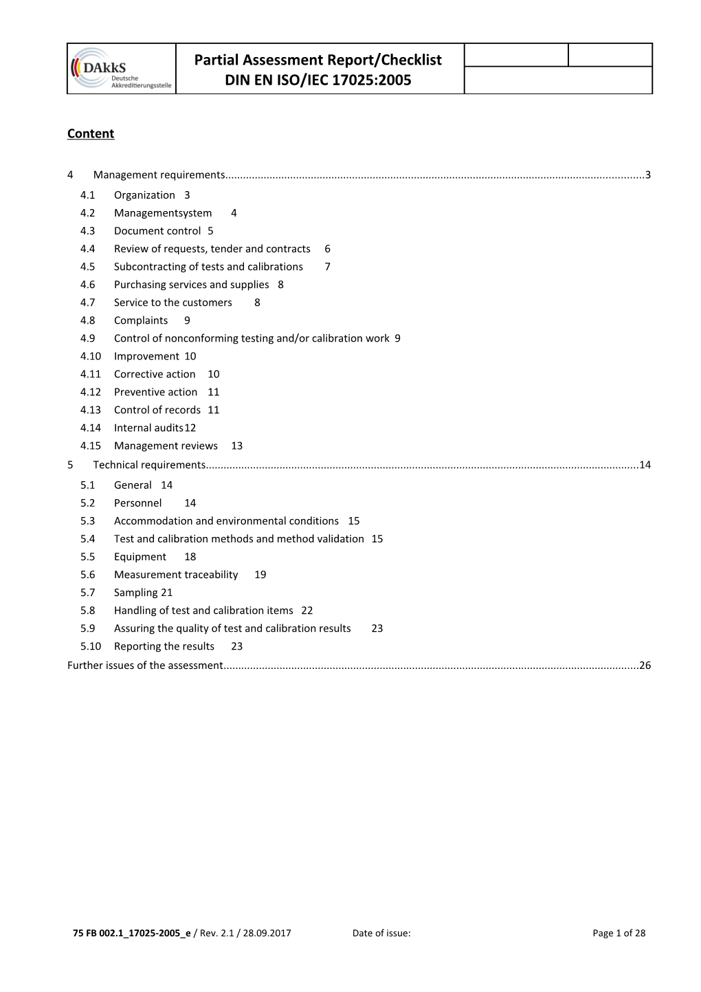 Checkliste Zur DIN EN ISO/IEC 17025