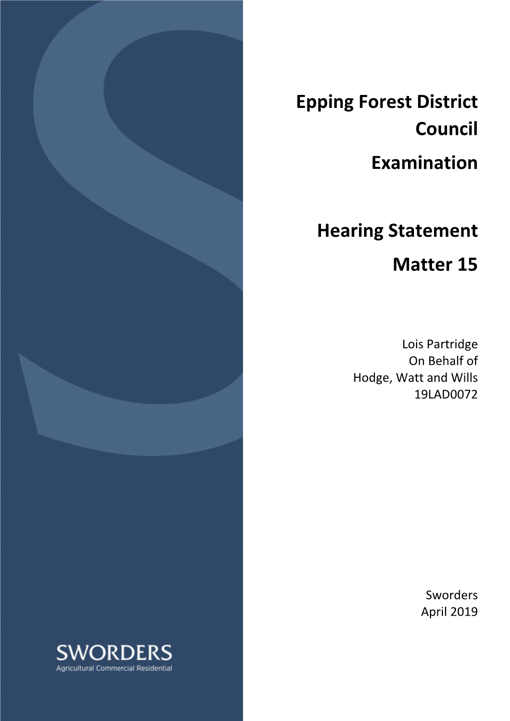 Epping Forest District Council Examination Hearing Statement Matter 15