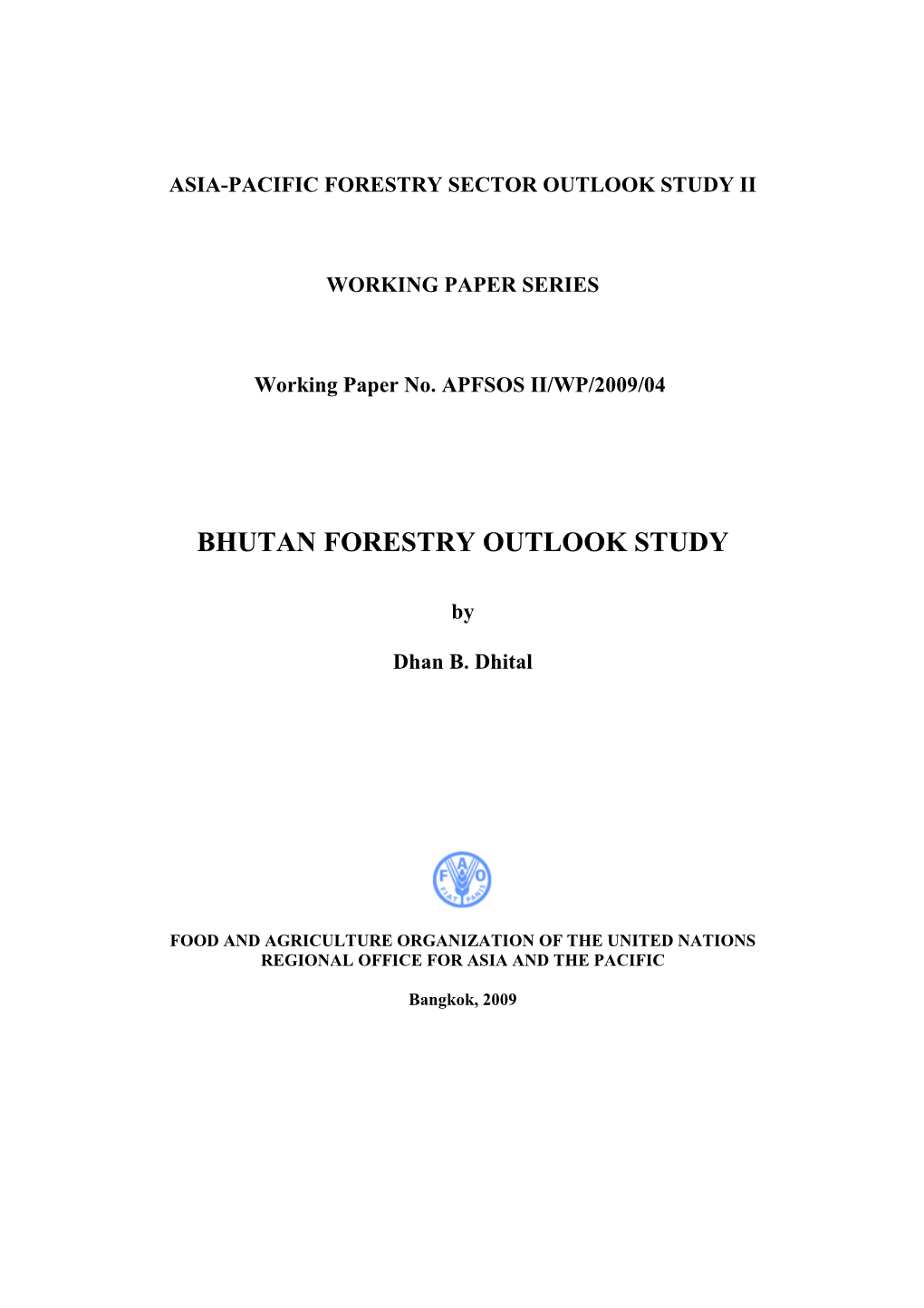Bhutan Forestry Outlook Study