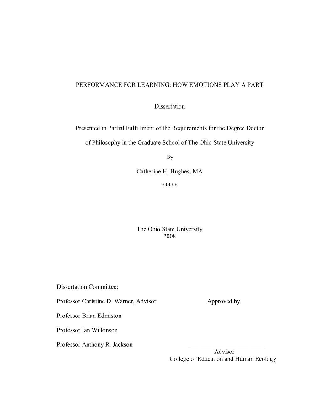 Performance for Learning: How Emotions Play a Part