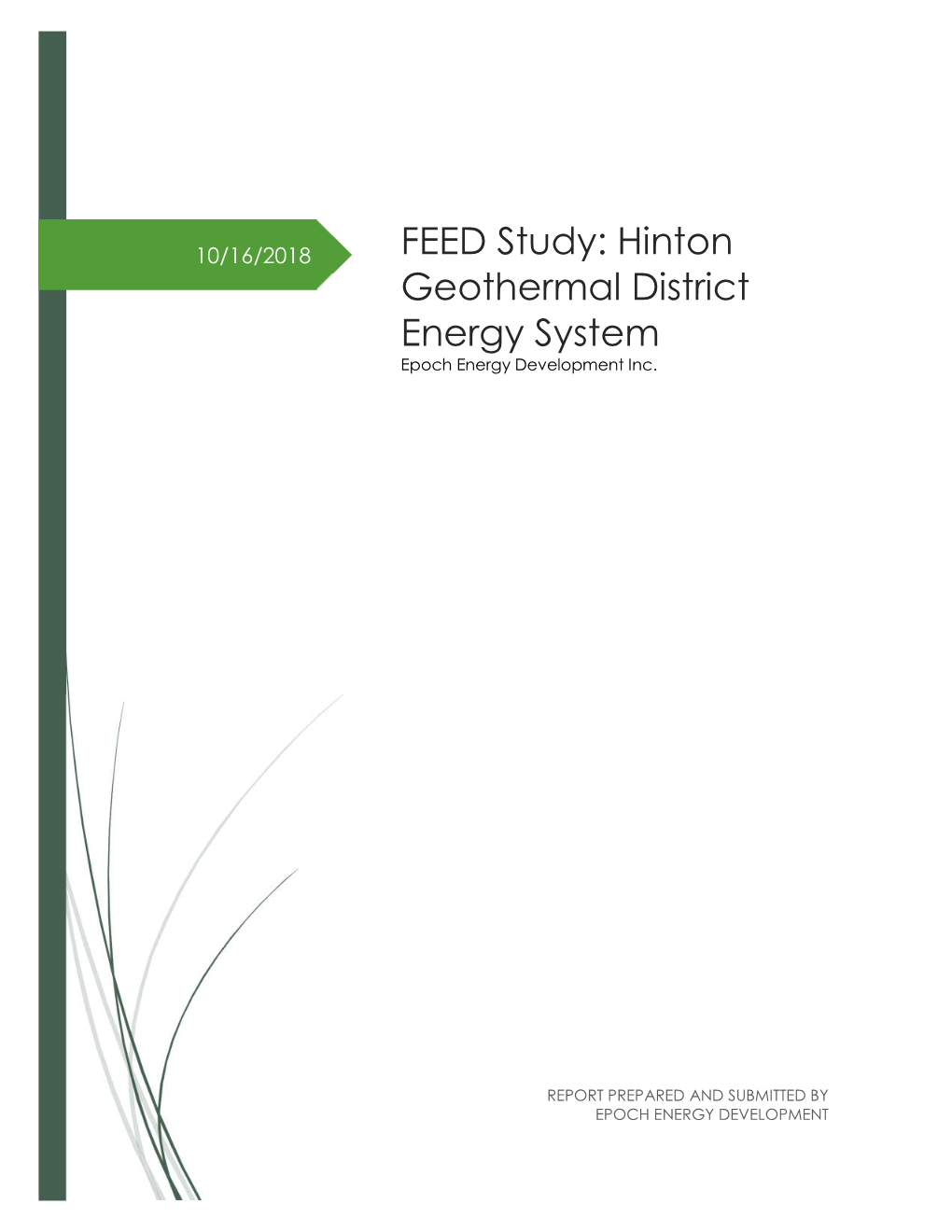 FEED Study: Hinton Geothermal District Energy System Epoch Energy Development Inc