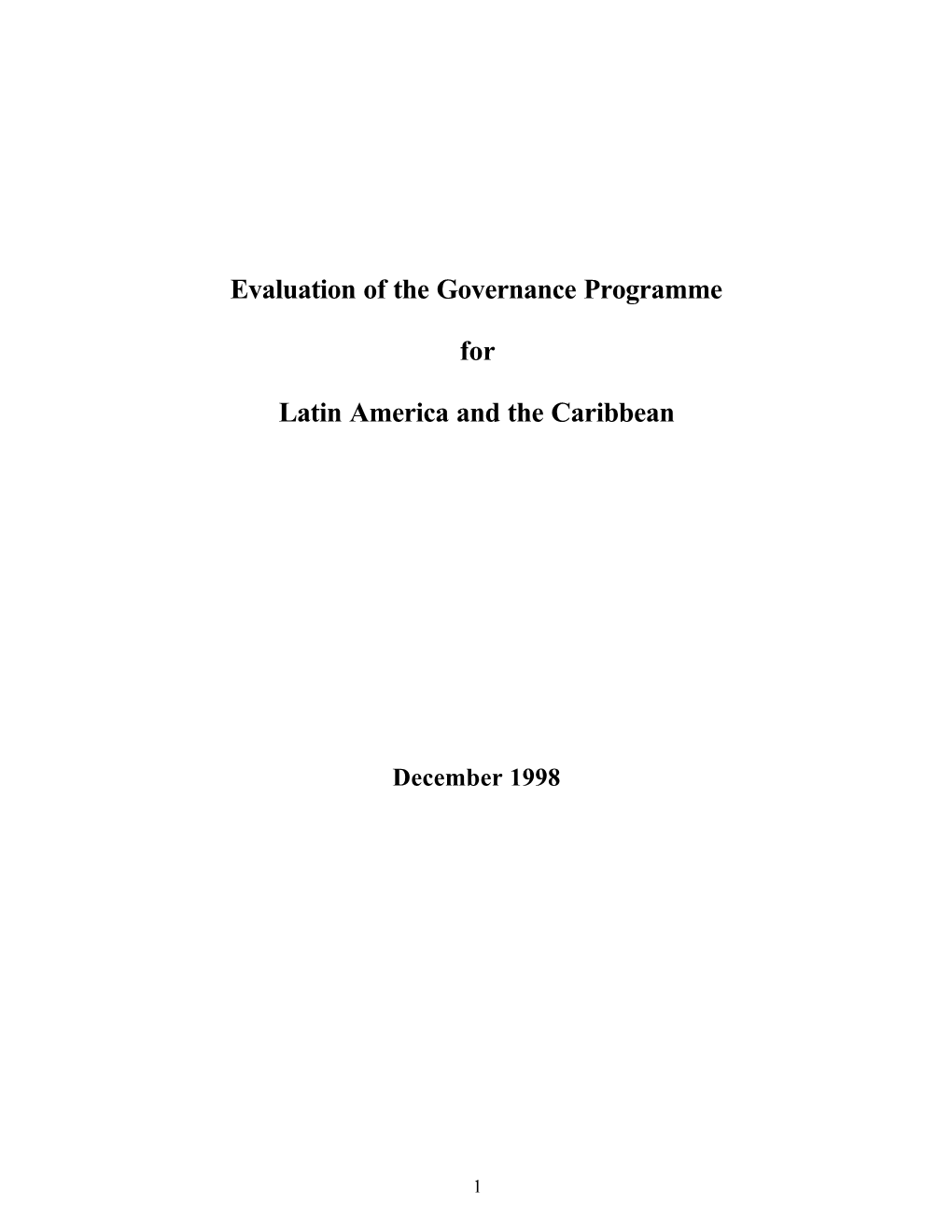 Evaluation of the Governance Programme for Latin America And