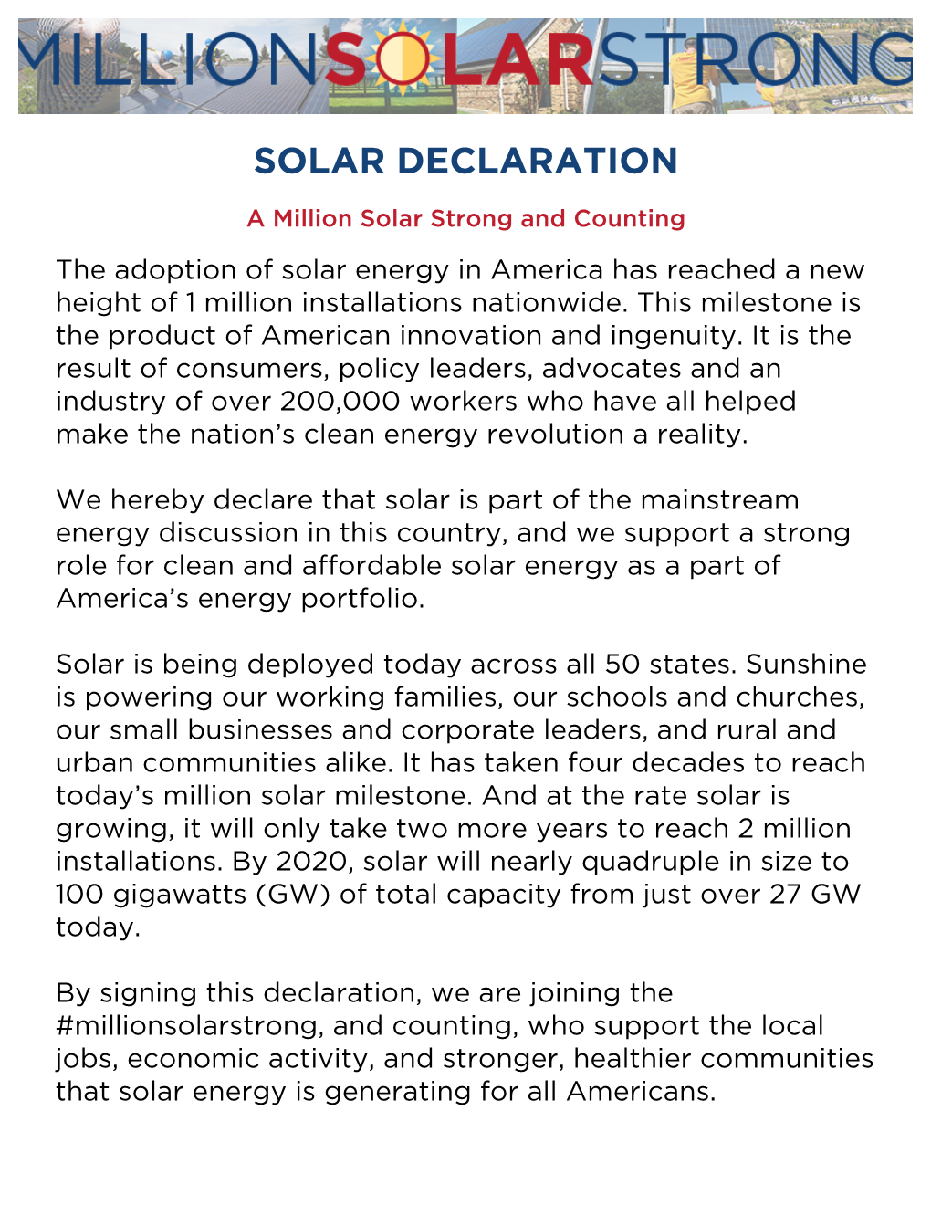 Solar Declaration