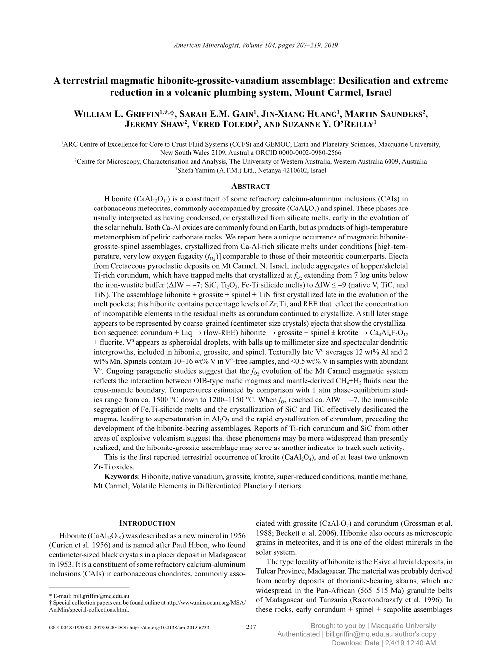 A Terrestrial Magmatic Hibonite-Grossite-Vanadium Assemblage: Desilication and Extreme Reduction in a Volcanic Plumbing System, Mount Carmel, Israel