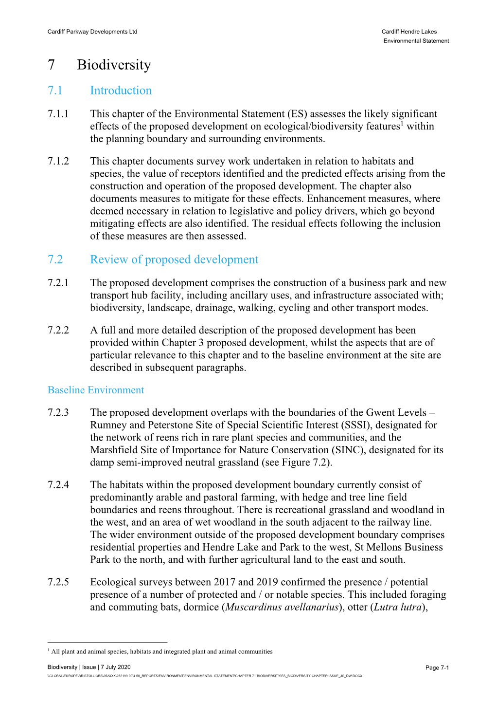 7 Biodiversity 7.1 Introduction