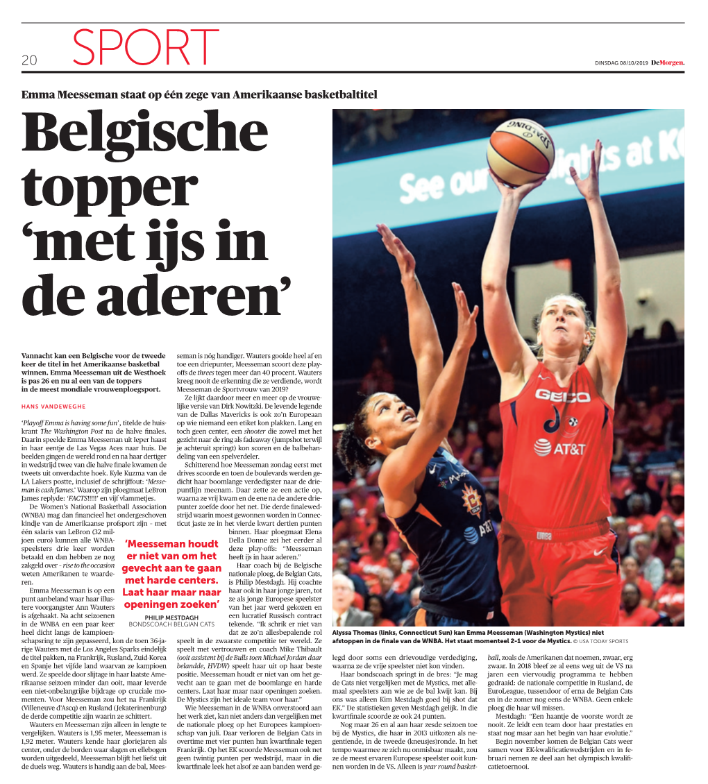 Emma Meesseman Staat Op Één Zege Van Amerikaanse Basketbaltitel Belgische Topper ‘Met Ijs in De Aderen’