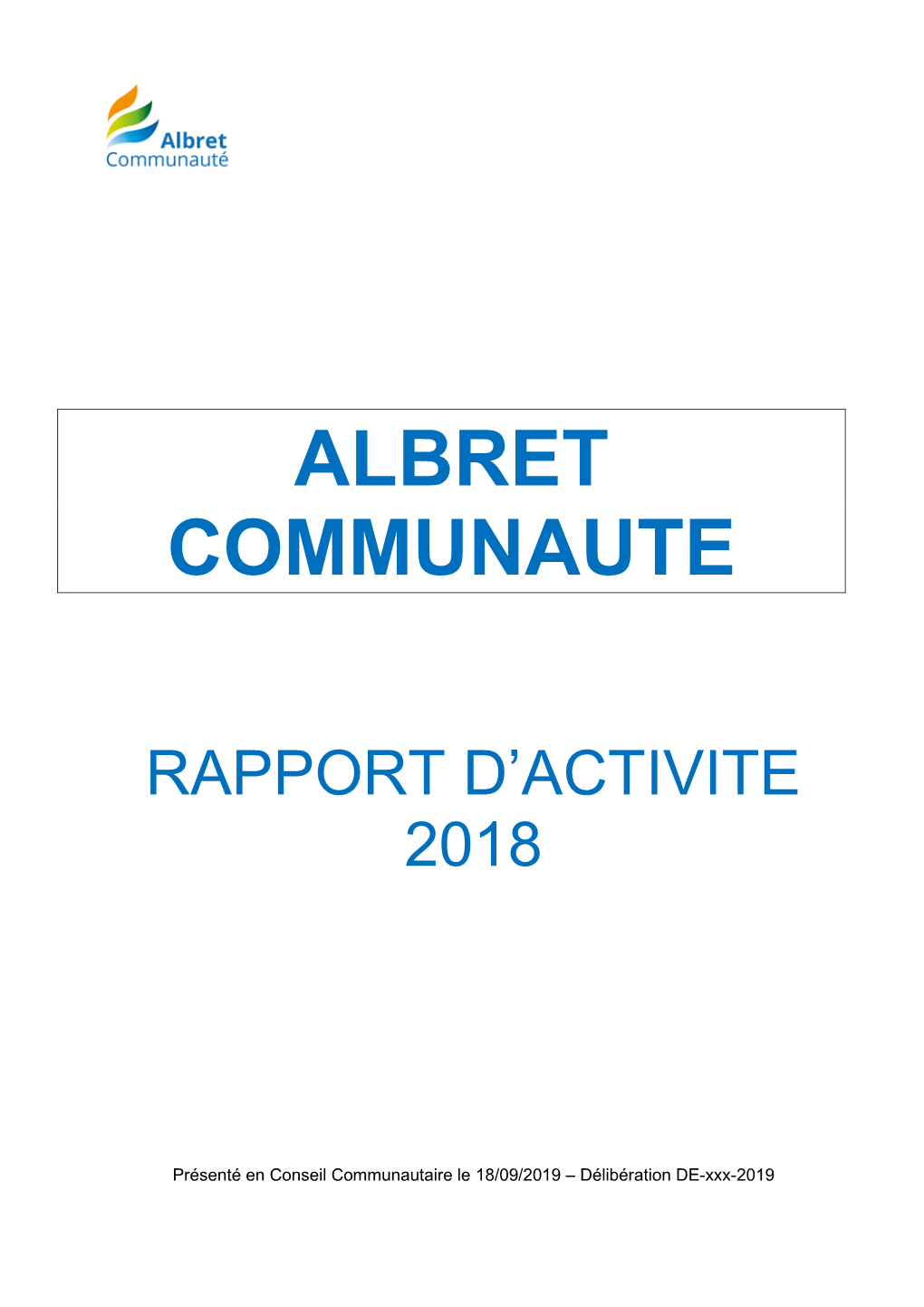 Rapport D'activité 2018