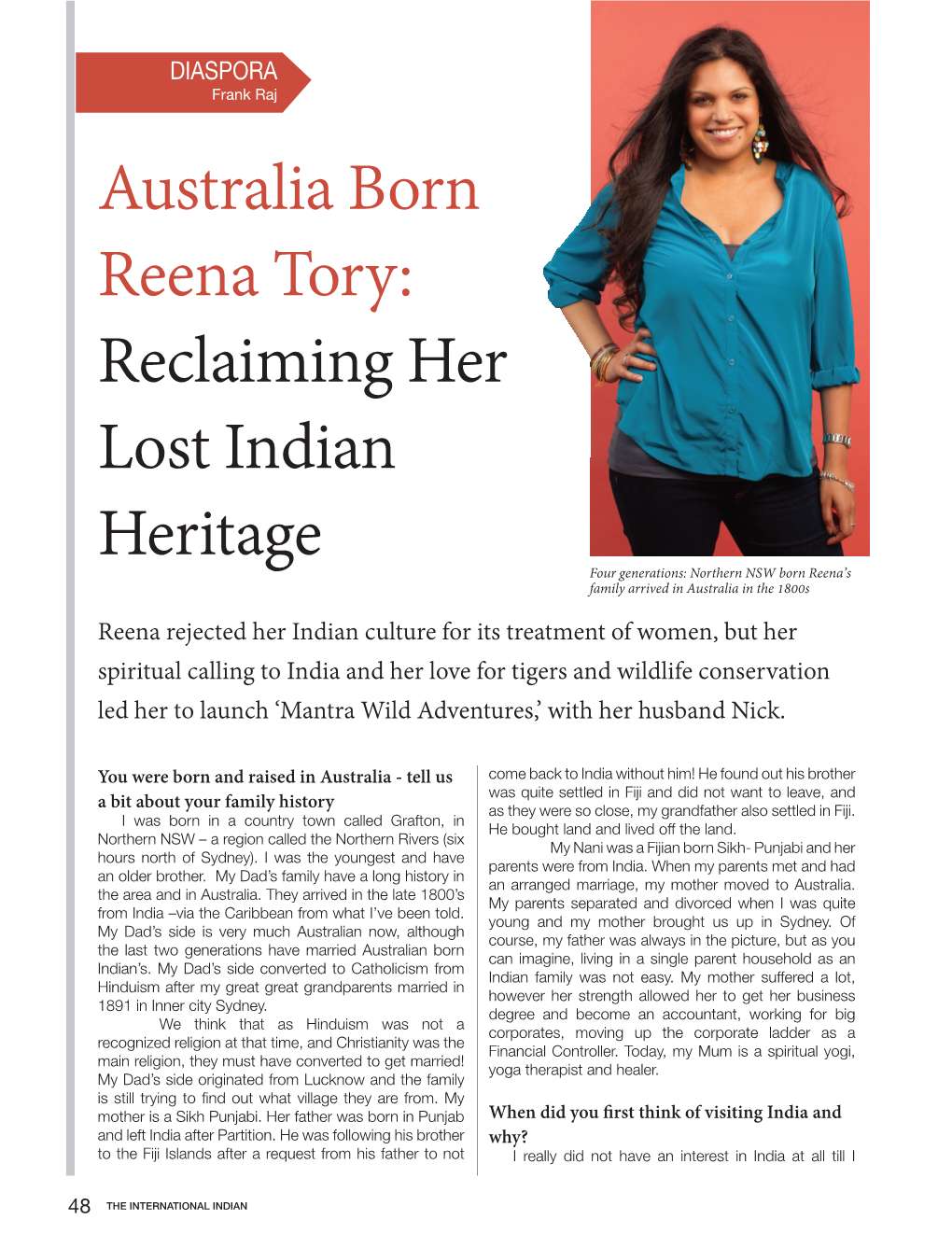 Australia Born Reena Tory: Reclaiming Her Lost Indian