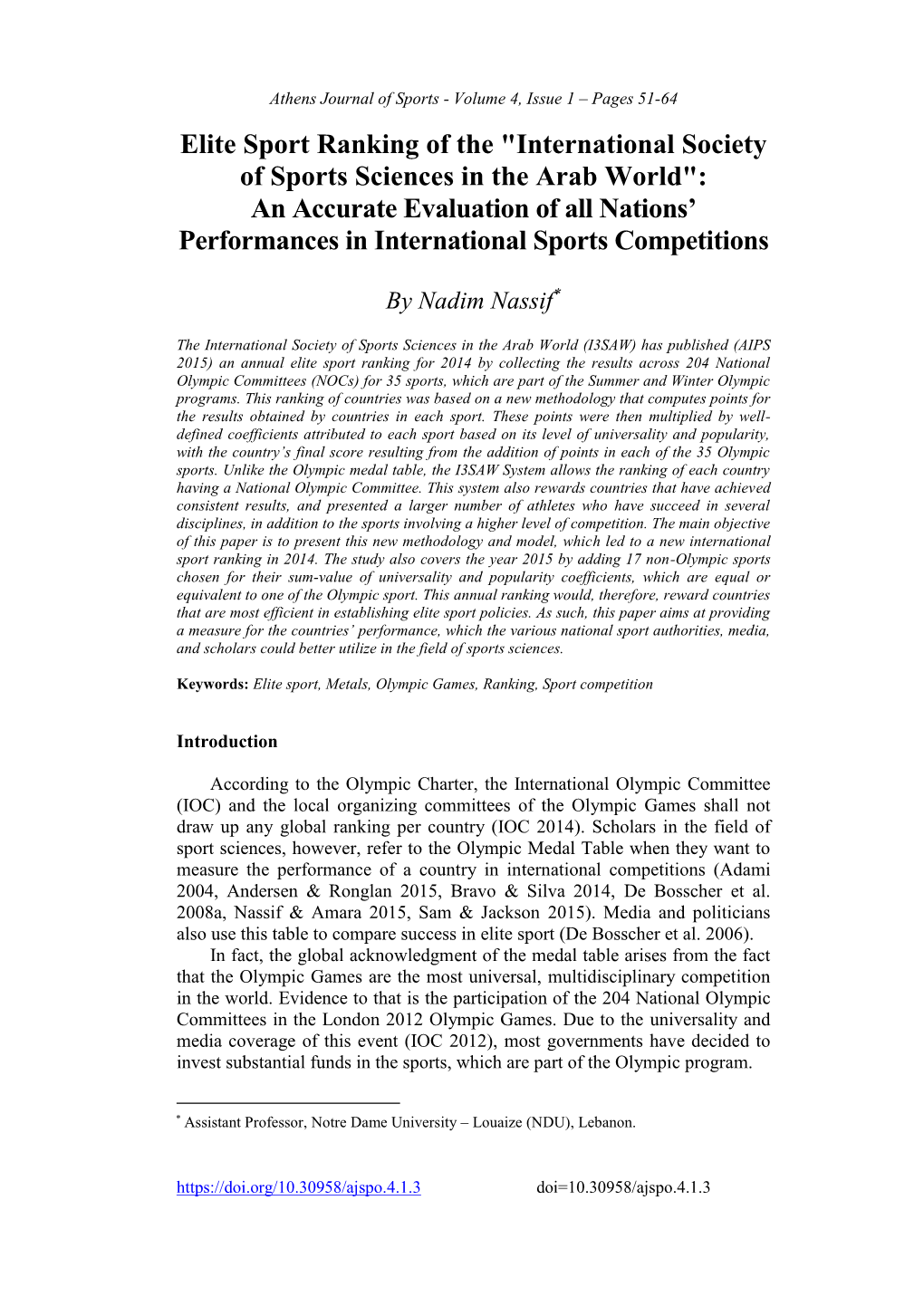 Elite Sport Ranking Of