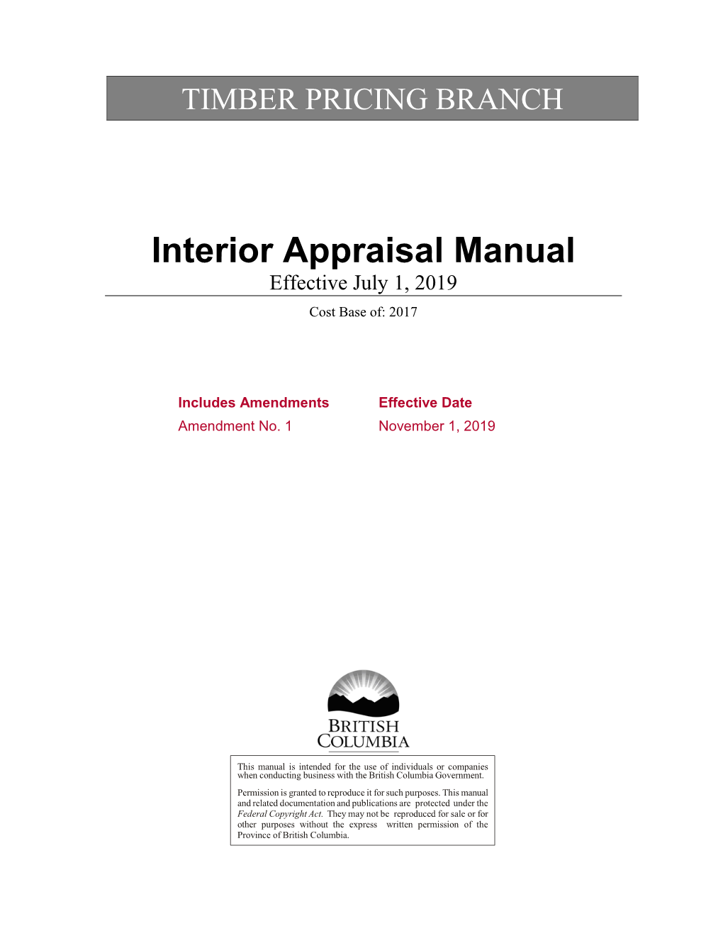 Interior Appraisal Manual Effective July 1, 2019 Cost Base Of: 2017