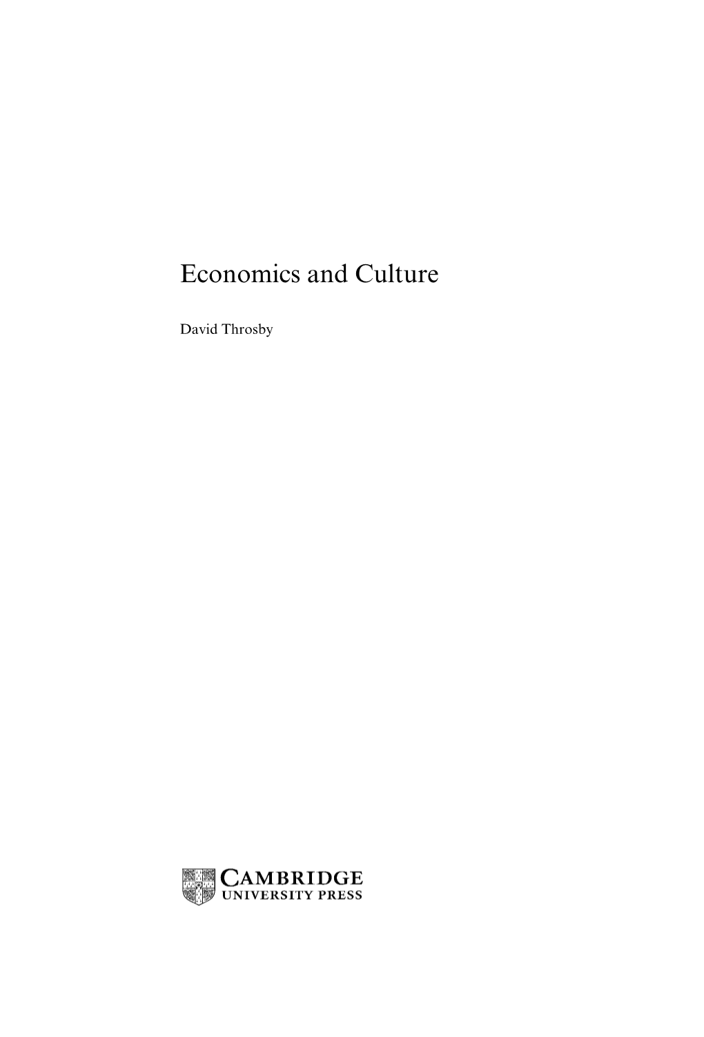Economics and Culture