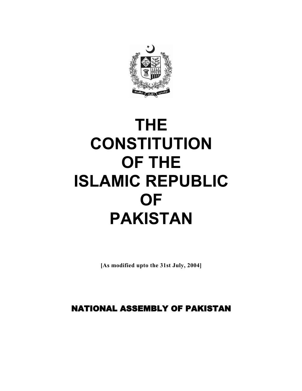 The Constitution of the Islamic Republic of Pakistan