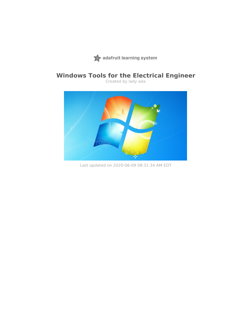 Windows Tools for the Electrical Engineer Created by Lady Ada
