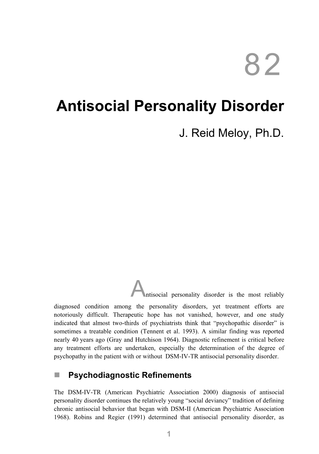 Antisocial Personality Disorder